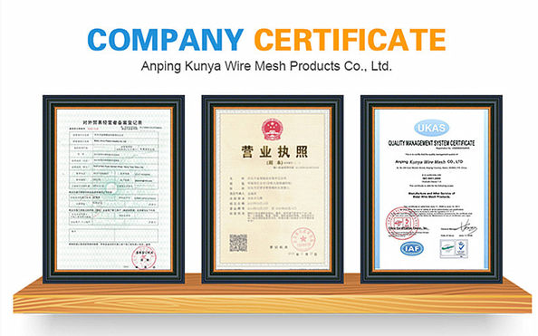 China Anping County Kunya Wire Mesh Products Co., Ltd. Certification